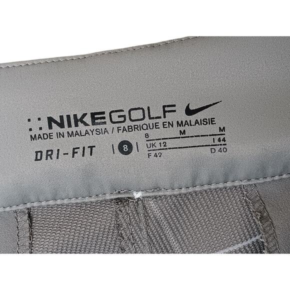 Nike Golf Pants Size 8 Gray Windowpane Plaid Dri-Fit Cropped Capris Activewear - Picture 15 of 15